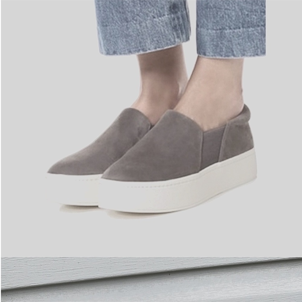 VINCE Warren Gray Suede Platform Slip On Sneakers 8